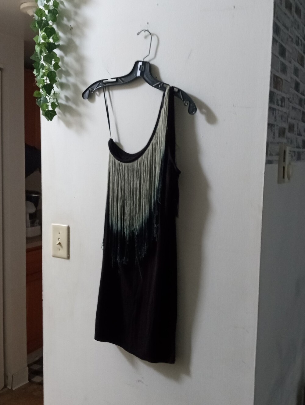 Zara Black Camisole Dress with Silver Fringe